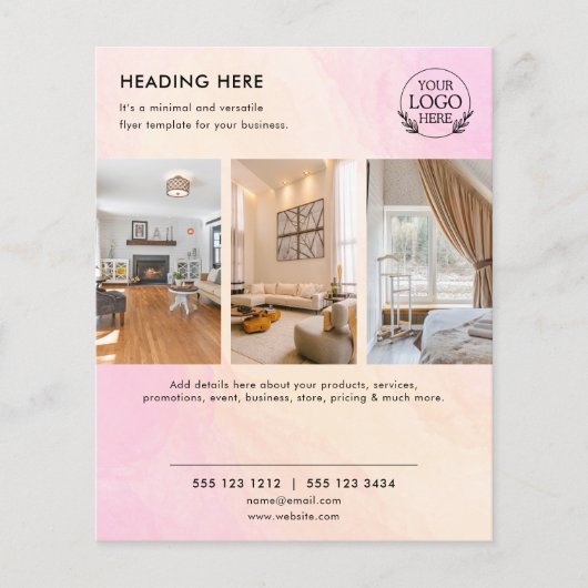 ミニマリストビジネスマーケティングフライヤー | ロゴと写真 チラシ (正面)