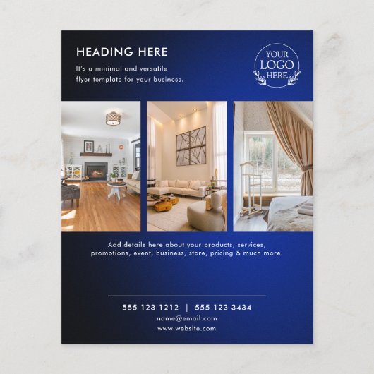 ミニマリストビジネスマーケティングフライヤー | ロゴと写真 チラシ (正面)