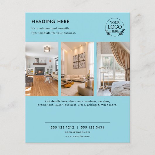 ミニマリストビジネスマーケティングフライヤー | ロゴと写真 チラシ (正面)
