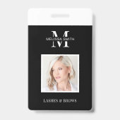 ミニマリストビジネスモノグラムフォト美しいサロンID バッジ (正面)