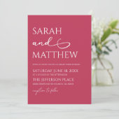 ミニマリストビバマゼンタシンプルンエレガントウェディング 招待状 (スタンド正面)