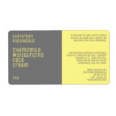 ミニマリストビューティーレーベル - グレーとイエロー ラベル (正面)