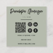 ミニマリストピスタチオ緑QRコードボモダンホ スクエア名刺 (裏面)