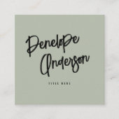 ミニマリストピスタチオ緑QRコードボモダンホ スクエア名刺 (正面)