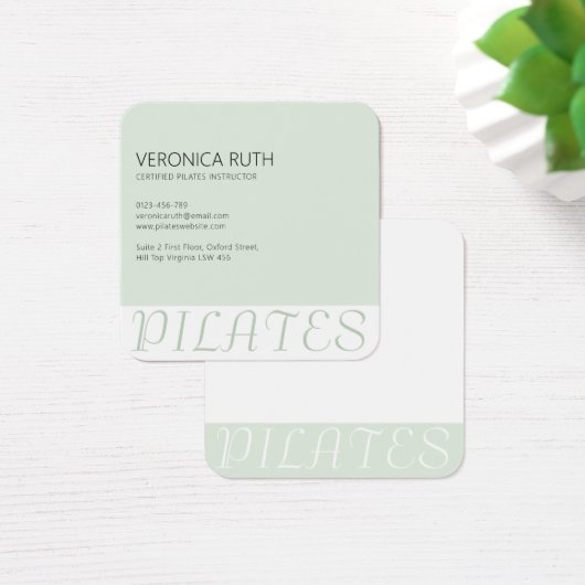 ミニマリストピライトミントグリーンスクエアビジネスカード (デスク)