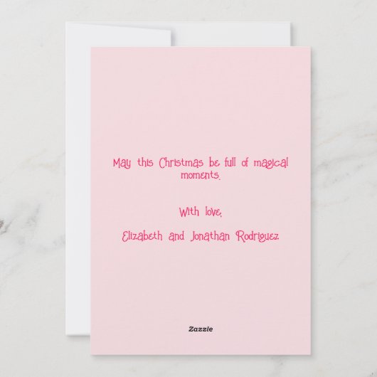 ミニマリストピンクかわいい家族の写真クリスマス シーズンカード (裏面)