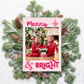 ミニマリストピンクかわいい家族の写真クリスマス シーズンカード