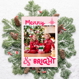 ミニマリストピンクかわいい家族の写真クリスマス シーズンカード