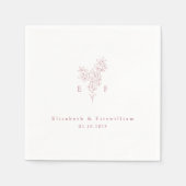 ミニマリストピンクさくらんぼブロッサムモノグラムリース スタンダードカクテルナプキン (正面)