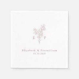 ミニマリストピンクさくらんぼブロッサムモノグラムリース スタンダードカクテルナプキン