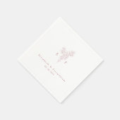 ミニマリストピンクさくらんぼブロッサムモノグラムリース スタンダードカクテルナプキン (角)