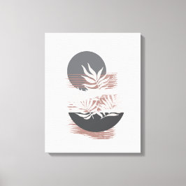 ミニマリストピンクとグレーキャンバスウォールアート キャンバスプリント