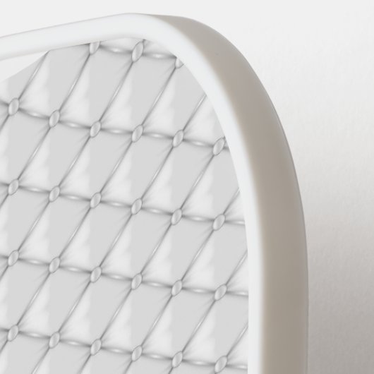 ミニマリストピンクとホワイトパールモノグラムモダン ピックルボールラケット (左詳細)