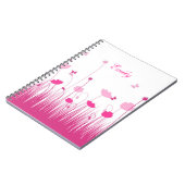 ミニマリストピンクとホワイトポピー牧草地名 ノートブック (左側)