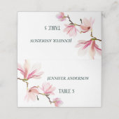 ミニマリストピンクと白マグノリアの花結婚の花 プレイスカード (外部開封)