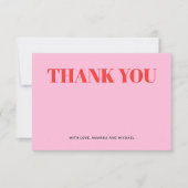 ミニマリストピンクと赤 サンキューカード (正面)
