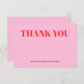 ミニマリストピンクと赤 サンキューカード (正面/裏面)