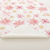 ミニマリストピンクと金ゴールド冬の雪片 シェルパブランケット (3/4)