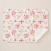 ミニマリストピンクと金ゴールド冬の雪片 シェルパブランケット (正面(横))