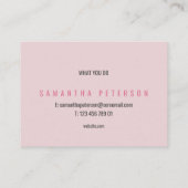 ミニマリストピンクと金ゴールド大理石 名刺 (裏面)