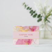 ミニマリストピンクと金ゴールド大理石 名刺 (スタンド正面)