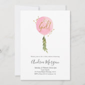 ミニマリストピンクのバロンのベビーシャワー 招待状 (正面)