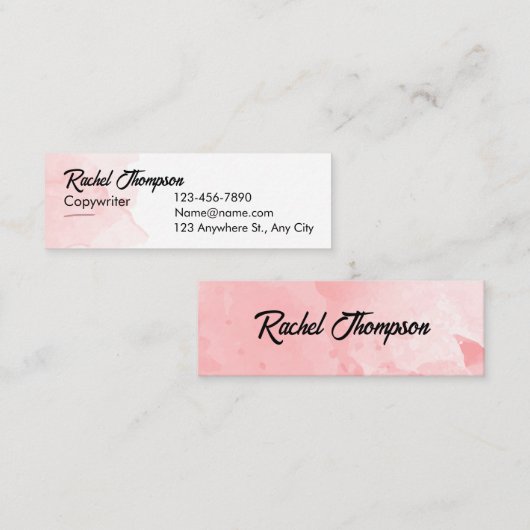 ミニマリストピンクの通話名刺 コーリングカード (正面/裏面)