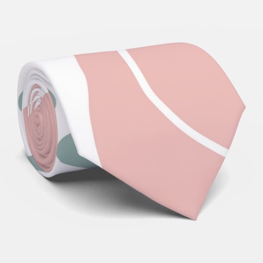 ミニマリストピンクアクアとホワイトネックタイ ネクタイ (ロール)