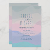 ミニマリストピンクアンドパステルブルー結婚式招待状 招待状 (正面/裏面)