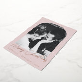 ミニマリストピンクアーチ2フォトクリスマスバラ金ゴールド 箔シーズンカード (回転した状態)