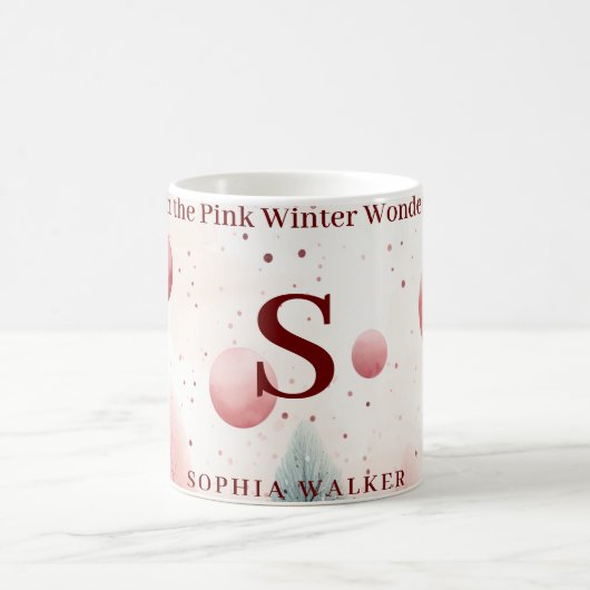 ミニマリストピンクウィンターフォレストワンダーランドモノグラム モーフィングマグカップ (中央)