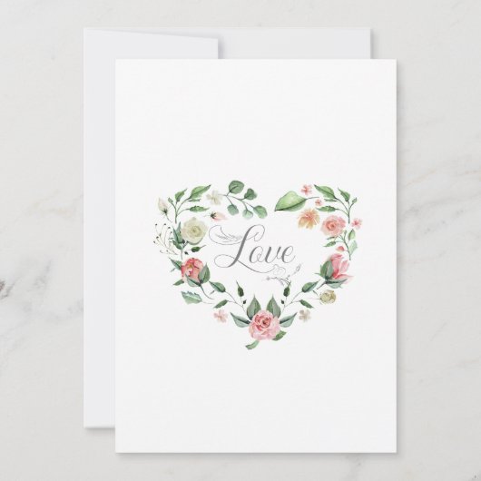 ミニマリストピンクウォーターカラーローズブーケ 案内状 (裏面)