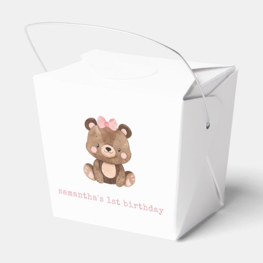 ミニマリストピンクウッドランドベア誕生日お願いボックス フェイバーボックス (裏面サイド)