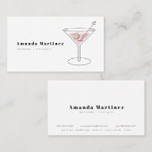 ミニマリストピンクカクテルバーテンダー混合学者 名刺 (正面/裏面)