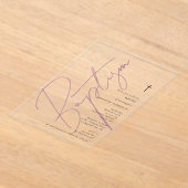 ミニマリストピンクガールスクリプトバプテスマ《キリスト教》洗礼式や命名式 アクリル招待状 (レイダウン)