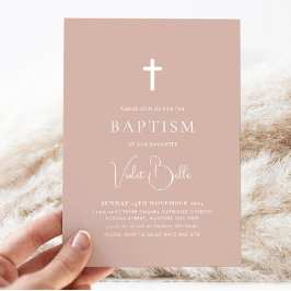 ミニマリストピンクガールズ《キリスト教》洗礼式や命名式バプテスマ 招待状