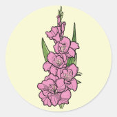 ミニマリストピンクグラジオラス結婚ズ ラウンドシール (正面)