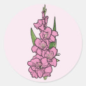ミニマリストピンクグラジオラス結婚ズ ラウンドシール (正面)