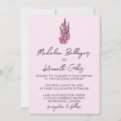 ミニマリストピンクグラジオラス結婚式招待状 招待状 (正面)