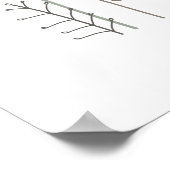 ミニマリストピンクグリーンオレンジグレーフローラ ポスター (角)