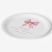 ミニマリストピンクコケット弓ベビーシャワー ペーパープレート (アングル)