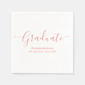 ミニマリストピンクスクリプトタイプ卒業パーティー スタンダードカクテルナプキン (正面)