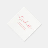 ミニマリストピンクスクリプトタイプ卒業パーティー スタンダードカクテルナプキン (角)