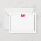 ミニマリストピンクスクリプト名モノグラム ノートカード (正面)