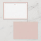 ミニマリストピンクダブル縁どモノグラム ノートカード (正面/裏面)
