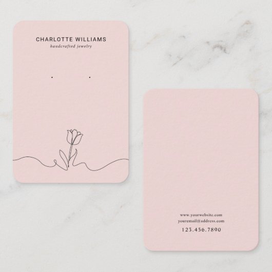 ミニマリストピンクチューリップジュエリーディスプレイカード 名刺 (正面/裏面)
