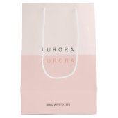 ミニマリストピンクツートーンの名刺 ミディアムペーパーバッグ (裏面)