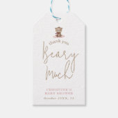 ミニマリストピンクテディベア赤ちゃんシャワーありがとうG ギフトタグ (正面)