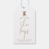 ミニマリストピンクテディベア赤ちゃんシャワーポップ・アートのIt ギフトタグ (正面)