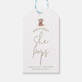 ミニマリストピンクテディベア赤ちゃんシャワーポップ・アートのIt ギフトタグ